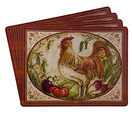 Sheffield Home Protective Decorative Cork Backed Placemats (Set of 4) Rooster