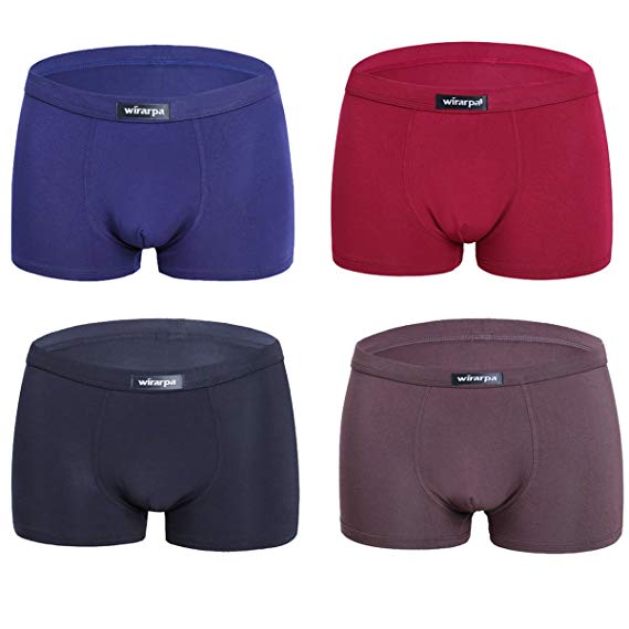 wirarpa Mens Underwear Modal Soft Boxer Brief 4 Pack Covered Waistband Short Leg