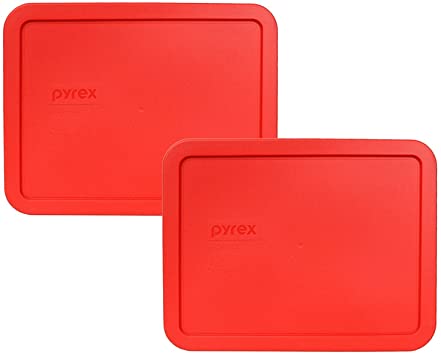 Pyrex 7212-PC 11 Cup Red Rectangular Plastic Food Storage Lid - 2 Pack