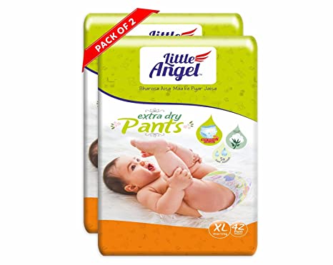Little Angel Extra Dry Baby Pants Diaper Extra Large (XL) Size, 84 Count, Combo Pack of 2, 42 Count Per Pack with Wetness Indicator,12 Kg