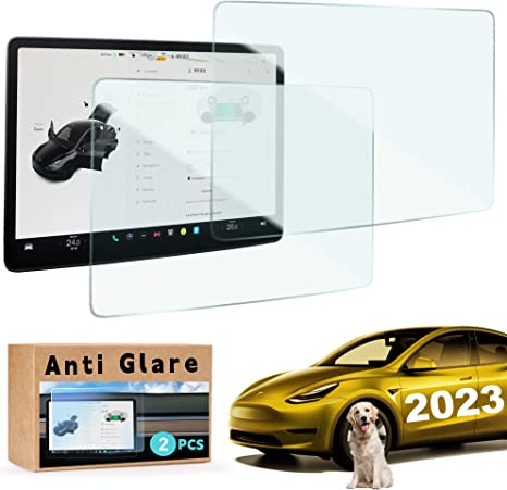 DEDC 2PCS Tesla Model Y 3 Tempered Glass Screen Protector Accessories 2023 2022 2021 2020 2019[9H][Matte][Anti Glare][Anti Fingerprint][[Bubble Free]