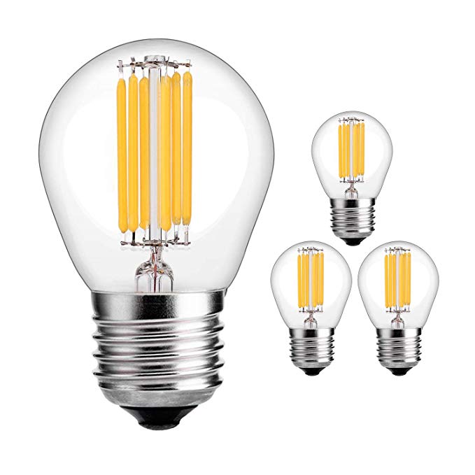 HzSane G45(A15) 6W Antique Edison Style LED Filament Light Bulb, 2700K Warm White, 600LM, E26 Base Lamp, 60W Incandescent Equivalent, Dimmable, 4-Pack