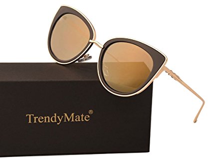 TrendyMate Women Metal Cute Cat Eye Mirror Sunglasses Fashion Eyewear