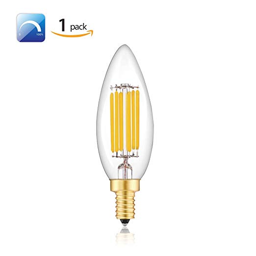 Hizashi B10 6W 650 Lumen Deep Dimmable LED Candelabra Base Bulbs - E12 Chandelier Candle Lights 5000K 1Pack