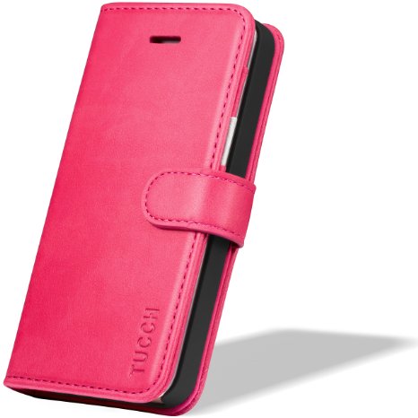 iPhone SE Case TUCCH Wallet Case for iPhone SE  iPhone 5s  iPhone 5 Flip Leather Wallet Cases Slim Folio Book Cover with Card Slots Cash Clip Kickstand Magnetic Closure Hot Pink with Gray