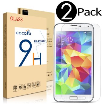[2 Pack] Galaxy S5 Screen Protector, COCOFU Tempered Glass Screen Protector Protect Your Screen from Scratches and Drops 99.99% Clarity and Accuracy [Lifetime Warranty]
