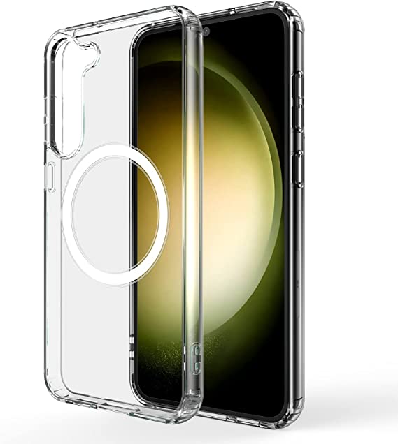 amCase Clear Case with Built-in Magnets Compatible with Samsung Galaxy S23 5G and MagSafe Accessories, Anti-Yellowing, Strong Magnetic, Shockproof Protective