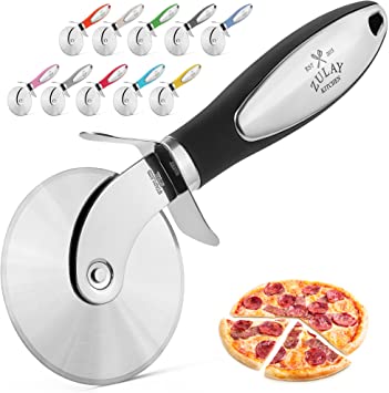 Zulay Premium Pizza Cutter - Food Grade Stainless Steel Pizza Cutter Wheel - Smooth Rotating Pizza Slicer Cutter Wheel With Non Slip Ergonomic Handle