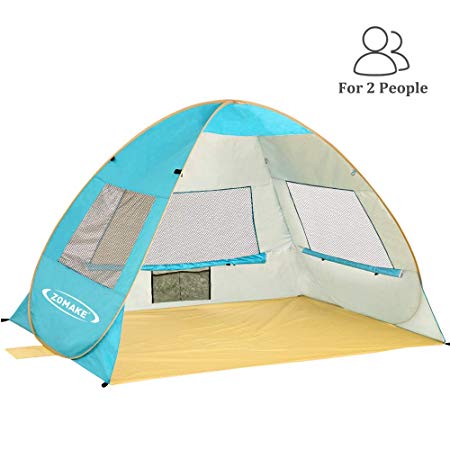 ZOMAKE Pop Up Beach Tent 2-3 Person, Lightweight Portable Sun Shelters Sun Shade Instant Tent Outdoor Cabana with UPF 50  UV Protection for Baby, Family