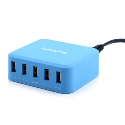 Lumsing 40W 5-Port Desktop USB Charger Smart Multi-Port Fast Charging Adapter