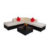 Deluxe Outdoor Rattan Garden Wicker 6-Piece Sofa Set Patio Sectional Furniture