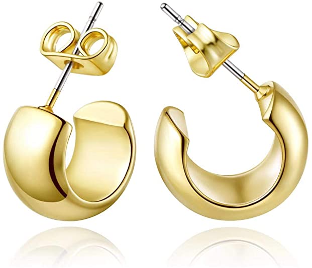wowshow Chunky Open Hoops Thick Gold Hoop Earrings for Women