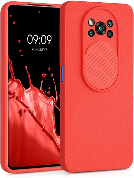 kwmobile Funda Compatible con Xiaomi Poco X3 NFC/Poco X3 Pro - Caracasa de Silicona TPU con Tapa para cámara - Rojo