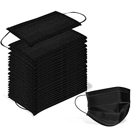 120 Pack Surgical Disposable Face Masks with Elastic Ear Loop, 3 Ply Breathable and Comfortable for Blocking Dust Air Pollution Flu Protection (Black)
