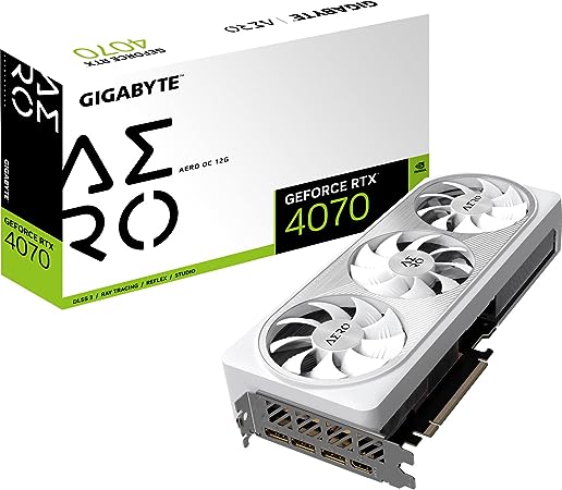 GIGABYTE GeForce RTX 4070 AERO OC 12GB Graphics Card - 12GB DDRX6 21Gbps 192bit, PCI-E 4.0, Core 2565Mhz, DisplayPort 1.4, HDMI 2.1a, NVIDIA DLSS 3, GV-N4070AERO OC-12GD