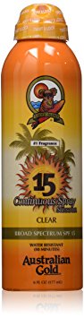 Australian Gold SPF 15 Continuous Spray Sunscreen, Clear, 6 Fl Oz