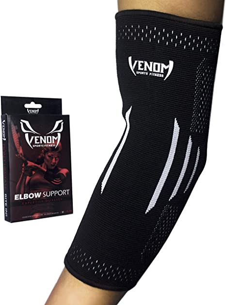 Venom Elbow Brace Compression Sleeve - Elastic Support, Tendonitis Pain, Tennis Elbow, Golfer's Elbow, Arthritis, Bursitis, Basketball, Baseball, Football, Golf, Lifting, Sports, Men, Women (Small)