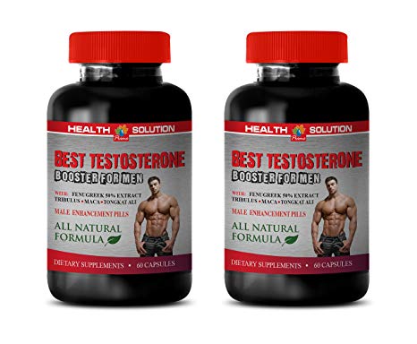 Male Enhancing Enhancement Pills - Best Testosterone Booster for Men - Fenugreek Dietary Supplement - 2 Bottles 120 Capsules