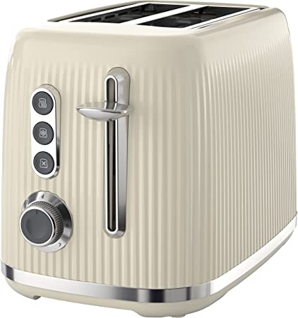 Breville Bold Vanilla Cream 2-Slice Toaster with High-Lift and Wide Slots | Cream and Silver Chrome [VTR003]