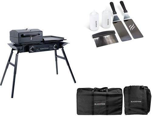 Blackstone Tailgater Portable Gas Grill and Griddle Combo With Barbecue Box and Open Burner Stove - Great for Hunting, Fishing, Camping and Tailgating with Cover and Griddle Tool Kit