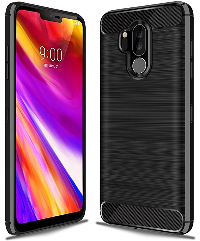 LG G7 ThinQ case, LG G7 Case, Suensan TPU Shock Absorption Technology Raised Bezels Protective Case Cover for LG G7 smartphone (Black)