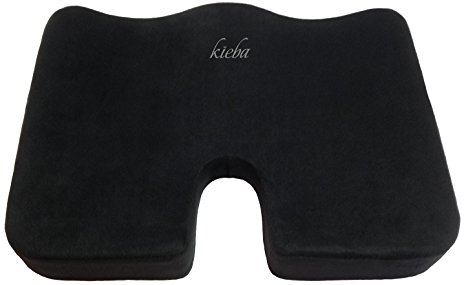 Seat Cushion, Kieba Coccyx Orthopedic Pillow for Tailbone, Sciatica, and Back Pain - Ultra Premium 100% Memory Foam Seat Cushion(Black)