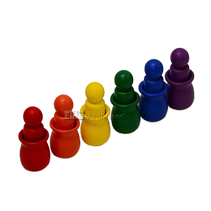 Elite Montessori Colored Pegs with Cups