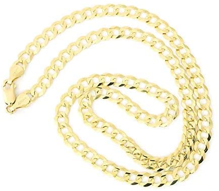 Men's Solid 14k Yellow Gold Comfort Cuban Curb Chain Necklace