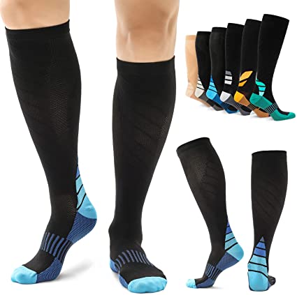 Compression Socks Women & Men with Foot Massage Pad and Arch Support