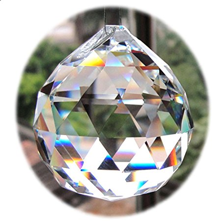 Clear 40mm Faceted Glass Crystal Ball Prism Chandelier Crystal Parts Hanging Pendant Lighting Ball Suncatcher Wedding Home Decor