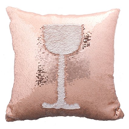 Idea Up Reversible Sequins Mermaid Pillow Cases 4040cm with magic mermaid sequin (Rose Gold and White)