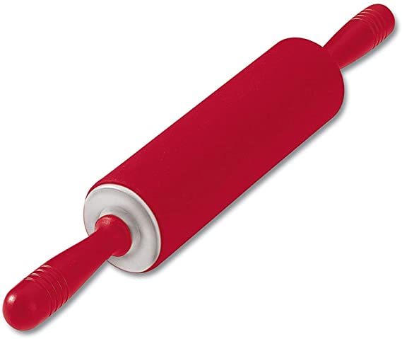 KAISER KAISERflex Red Rolling Pin 25 cm 100% Food-Safe Silicone with Metal Core Dishwasher-Safe High Form Stability and Flexibility