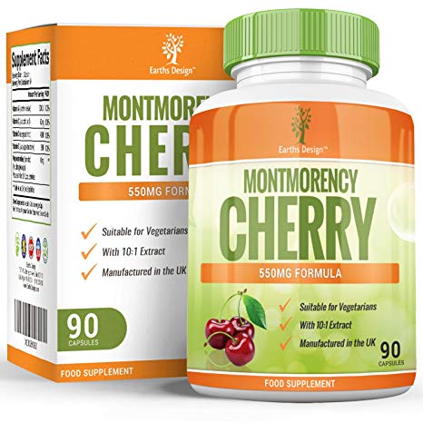 Montmorency Cherry Capsules - High Strength 10:1 Extract - Suitable for Vegetarians - 90 Capsules (3 Month Supply) by Earths Design