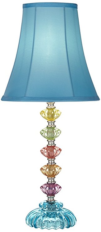 Bohemian Teal Blue Stacked Glass Table Lamp