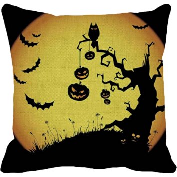 VESNIBA Halloween Pumpkin Square Pillow Cover Cushion Case Pillowcase Zipper Closure (B)