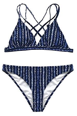 CUPSHE Women's Stripe Printing Bikini Set Beach Bathing Suit