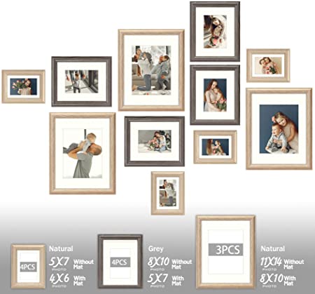 Golden State Art, Gallery Picture Frame Set for Wall Display - 5x7, 8x10, 11x14-11 Pack, Sunny Color Set