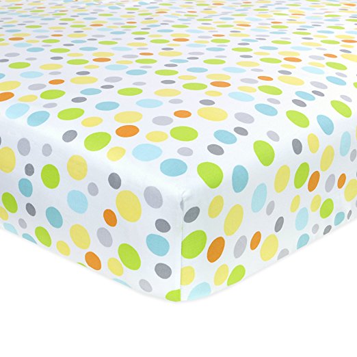 Carter's Cotton Fitted Crib Sheet, Neutral/Yellow/Orange/Green Dots