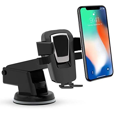 Efinito Car Mobile Phone Holder Easy One Touch Universal Car Mount Phone Holder for Android and iOS Devices (Black)