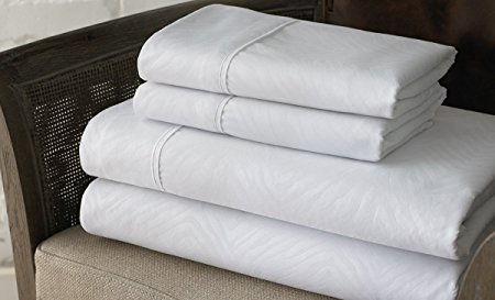 Hotel NY Soft Microfiber Embossed Zebra Bedsheet - Highest Quality, QUEEN White