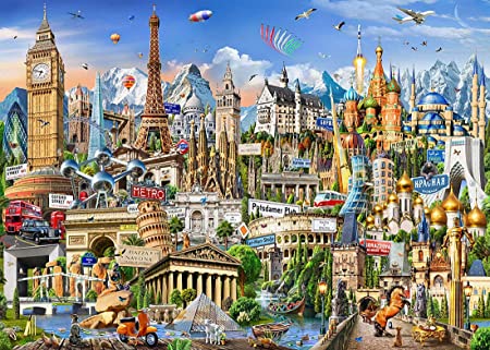 AXEARTE Jigsaw Puzzles 1000 Pieces for Adults and Teens - World Architecture - Large Puzzle Game Toys Artwork - 29x19 Inches