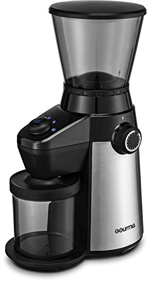 Gourmia GCG195 Electric Coffee Grinder - Rapid Grind, Professional Heavy Duty Stainless Steel, Conical Burr - Ultra Fine Grind, Adjustable Cup Size, 15 Fine / Coarse Grind Size Settings