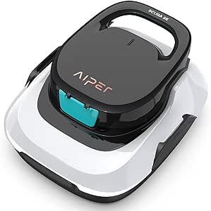 AIPER 2024 Upgraded Scuba SE Robotic Pool Cleaner, Cordless Robotic Pool Vacuum, Lasts up to 90 Mins, Ideal for Above Ground Pools, Automatic Cleaning with Self-Parking Capabilities-Dark White