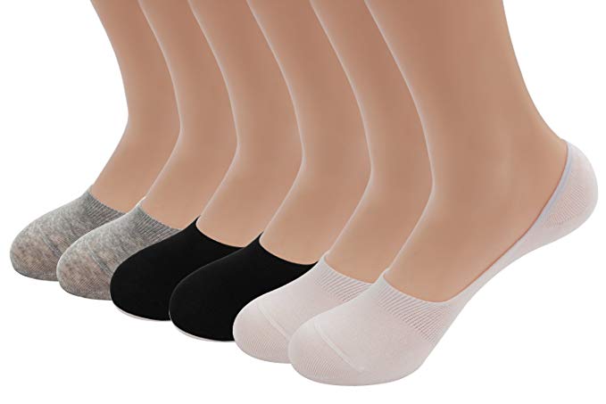 Closemate Men & Women's 3-6 Pairs No Show Liner Socks, No Show Loafer Socks with Non Slip Grip