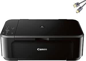 Canon Pixma 3620 Series Wireless All-in-one Color Inkjet Printer I Print Copy Scan I Duplex Print I Mobile Print I Print Up to 9.9 ipm I Up to 4800x1200 DPI Print Resolution I Black   Printer Cable