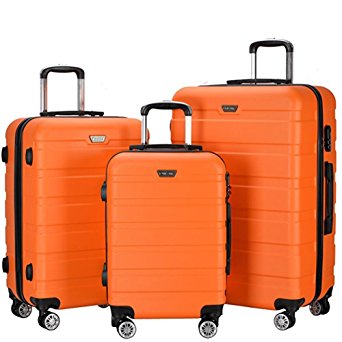 3 Pieces Hardside Spinner Luggage Sets ABS Travel Lightweight Carry On Suitcase