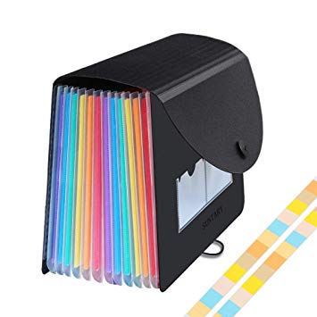 File Organizer, Portable A4 Expanding File Folder, Letter Size Accordian Folder, Large Capacity Plastic File Box Filing Box with Expandable Cover, Papers Documents Bills Organizer with Pockets
