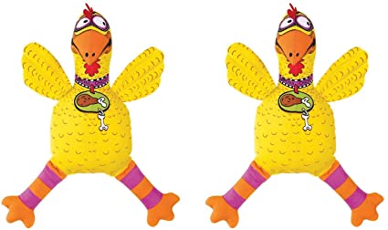 Doggy Hoots Classic Floppability Barnyard Bullies Suspicious Chicken Dog Toy - Set of 2