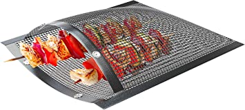 Skywin Mesh Grill Bags 11 x 9 inches - Non Stick Temperature Resistant PTFE Reusable Mesh Barbecue Pouches for Easy BBQ Grilling of Onions Peppers Vegetables Shrimp and More (1 Bag)