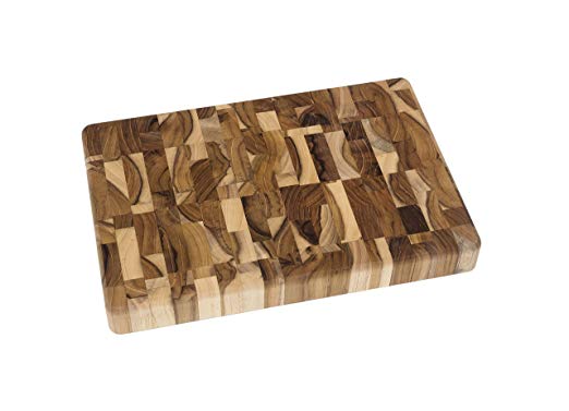 Lipper International 7218 Teak Wood End Grain Kitchen Chopping Block and Cutting Board, Small, 12" x 8" x 1-1/4"